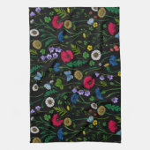 Linge De Cuisine Fleurs sauvages en noir (Vertical)