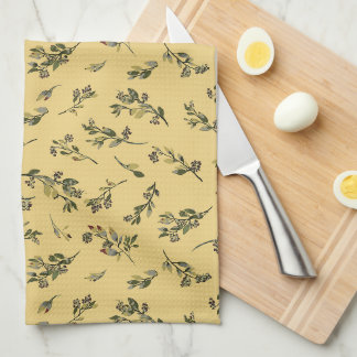 Linge De Cuisine Fleurs sauvages éparpillées sur fond jaune jonquil