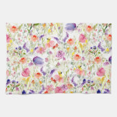 Linge De Cuisine Fleurs sauvages fantaisistes | Aquarelle (Horizontal)