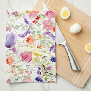 Linge De Cuisine Fleurs sauvages fantastiques Aquarelle