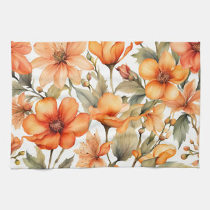 Linge De Cuisine Fleurs sauvages rouges Art aquarelle 