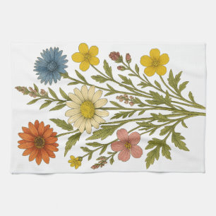 Linge De Cuisine Fleurs sauvages vintage