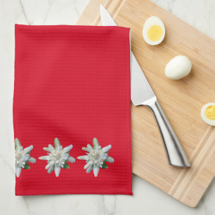 Linge De Cuisine Fleurs suisses rouges d'edelweiss de la Suisse de