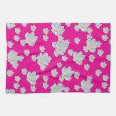 Linge De Cuisine Fleurs sur fond rose chaud (Horizontal)