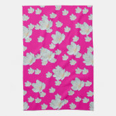 Linge De Cuisine Fleurs sur fond rose chaud (Vertical)