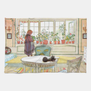 Linge De Cuisine Fleurs sur la fenêtre Carl Larsson suédois