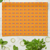 Linge De Cuisine Fleurs sur orange (Plié)