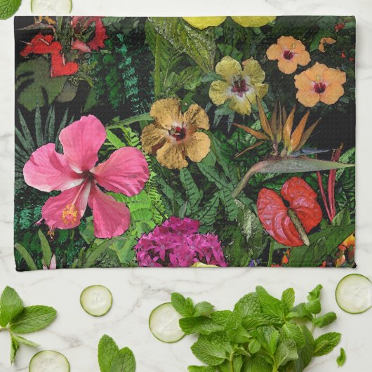 Linge De Cuisine Fleurs tropicales 🌺 (Plié)