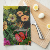 Linge De Cuisine Fleurs tropicales 🌺 (Quart Plié)