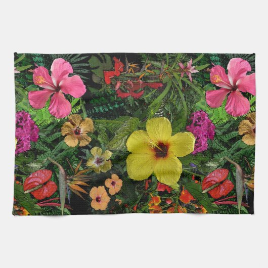 Linge De Cuisine Fleurs tropicales 🌺 (Horizontal)