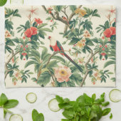 Linge De Cuisine Fleurs tropicales colorées Oiseaux (Plié)
