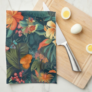 Linge De Cuisine Fleurs tropicales et Feuilles à papillons