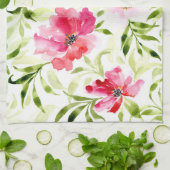 Linge De Cuisine Fleurs tropicales rouges roses (Plié)