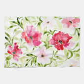 Linge De Cuisine Fleurs tropicales rouges roses (Horizontal)