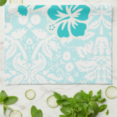 Linge De Cuisine Fleurs tropicales turquoises (Plié)