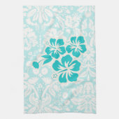 Linge De Cuisine Fleurs tropicales turquoises (Vertical)