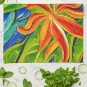 Linge De Cuisine Fleurs tropicales un (Plié)