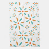 Linge De Cuisine Fleurs Turquoise Et Orange Du Milieu Du Siècle Mod (Vertical)