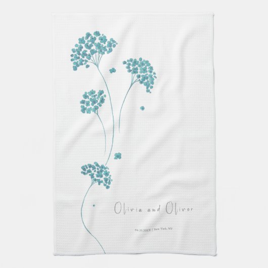 Linge De Cuisine Fleurs turquoise mignonnes (Vertical)