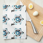 Linge De Cuisine Fleurs turquoises (Quart Plié)