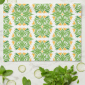 Linge De Cuisine Fleurs Vertes, Motif De Fleurs, Modèle Floral (Plié)