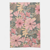 Linge De Cuisine Fleurs vertes rose Sage Laisser Motif Aquarelle (Vertical)