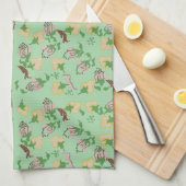 Linge De Cuisine Fleurs vertes vintages (Quart Plié)