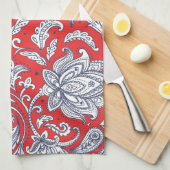 Linge De Cuisine Fleurs vintages rouges mignons motif (Quart Plié)
