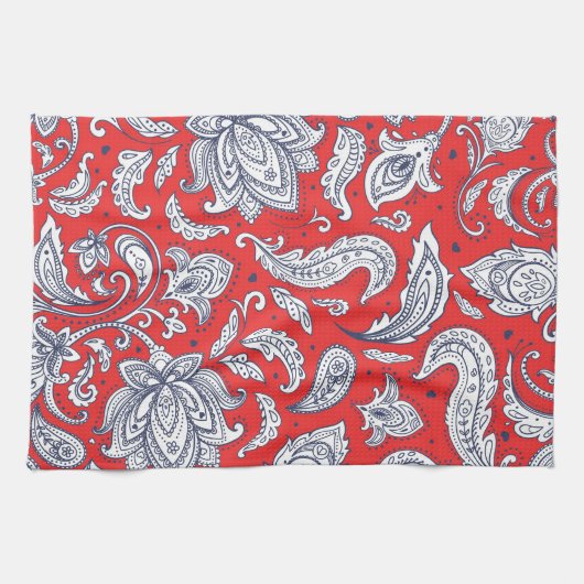 Linge De Cuisine Fleurs vintages rouges mignons motif (Horizontal)