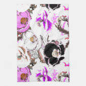 Linge De Cuisine Fleurs violettes, blanches et noires. (Vertical)