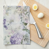 Linge De Cuisine Fleurs violettes de crème romantique (Quart Plié)