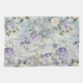 Linge De Cuisine Fleurs violettes de crème romantique (Horizontal)