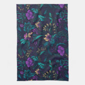 Linge De Cuisine Fleurs violettes et Feuilles Turquoises (Vertical)