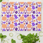 Linge De Cuisine Fleurs violettes Et Oranges (Plié)