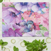 Linge De Cuisine Fleurs violettes et roses vives (Plié)