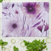 Linge De Cuisine Fleurs violettes Fleurs aquarelles élégantes  (Plié)