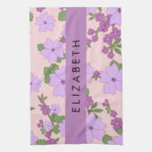 Linge De Cuisine Fleurs Violettes, Motif De Fleurs, Votre Nom (Vertical)