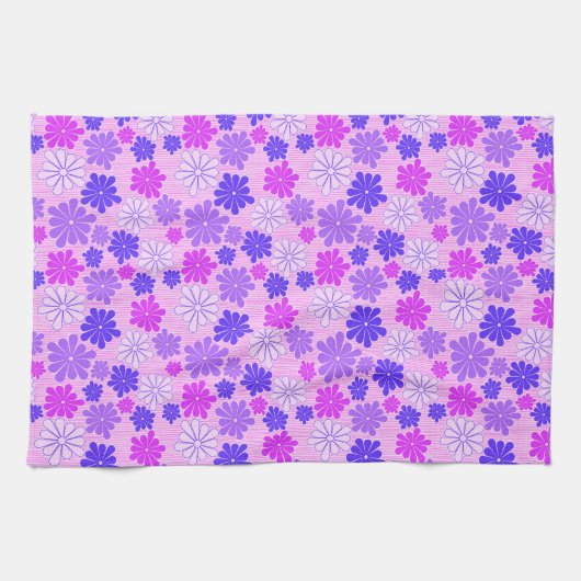 Linge De Cuisine Fleurs violettes rétro (Horizontal)