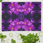 Linge De Cuisine Fleurs violettes sans couleur (Plié)