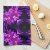 Linge De Cuisine Fleurs violettes sans couleur (Quart Plié)