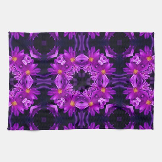 Linge De Cuisine Fleurs violettes sans couleur (Horizontal)