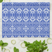 Linge De Cuisine Flocon de neige bleu et île équitable florale de N (Plié)