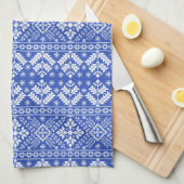 Linge De Cuisine Flocon de neige bleu et île équitable florale de N (Quart Plié)