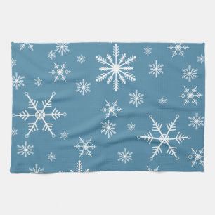 Linge De Cuisine Flocon de neige de Noël en bleu