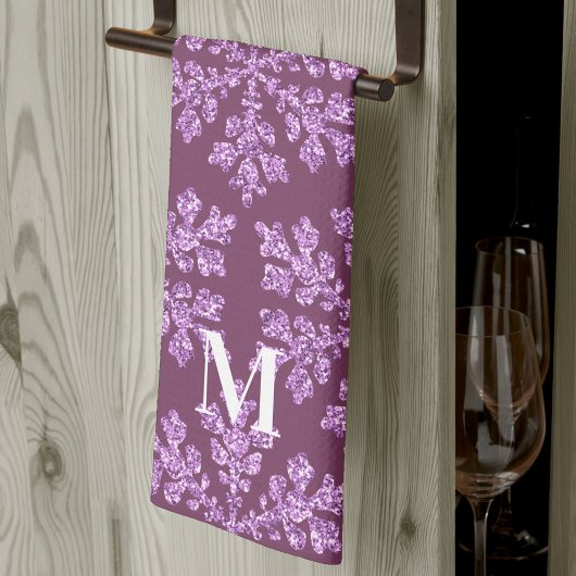 Linge De Cuisine Flocon de neige Plum Bling Chic Monogramme Noël