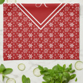 Linge De Cuisine Flocon de neige rouge et blanc Monogramme Fête d'h (Plié)