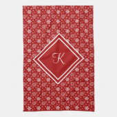 Linge De Cuisine Flocon de neige rouge et blanc Monogramme Fête d'h (Vertical)