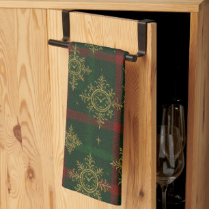 Linge De Cuisine Flocon de neige Steampunk Tartan rouge et vert