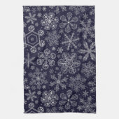 Linge De Cuisine Flocons blancs sur fond bleu (Vertical)