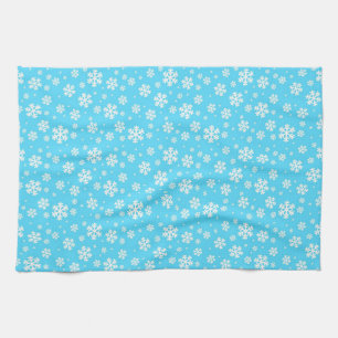 Linge De Cuisine Flocons blancs sur motif d'hiver bleu clair
